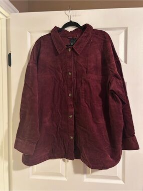 Reitmans Burgundy Corduroy Button-Front Shirt